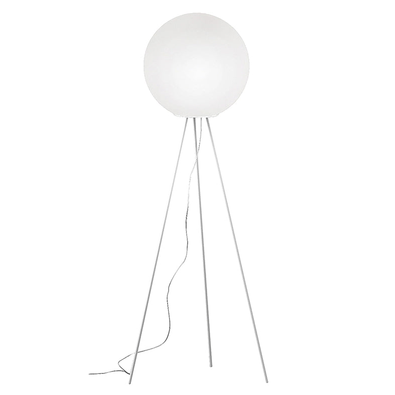 Piantana Emily Rossini Group - Treppiede in Bianco Opaco, Vetro Satinato Bianco, Attacco E27 IP20, Design Industriale e Sofisticato