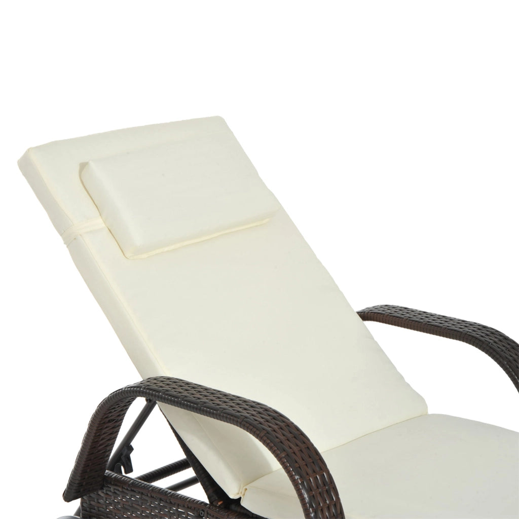 Lettino da Giardino Prendisole Relax in Rattan Sintetico Marrone