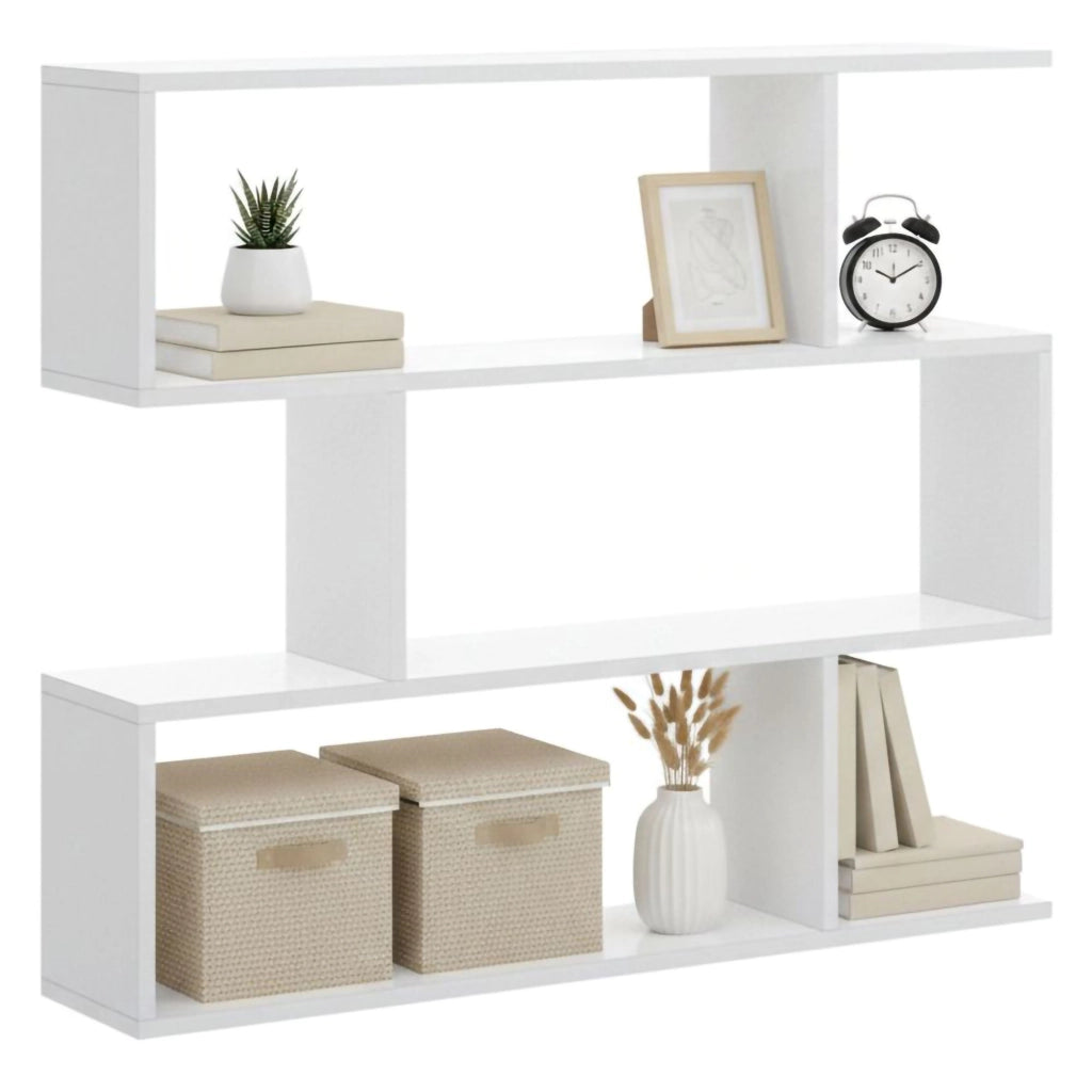 Libreria Acsidol, Scaffale da ufficio multiuso, Mobile biblioteca portalibri a 3 ripiani, 110x25h96 cm, Bianco