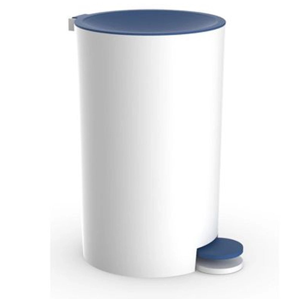 Trade Shop - Cestino Pattumiera A Pedale Arredo Bagno Bianco Blu In Plastica Accessorio 69893 -