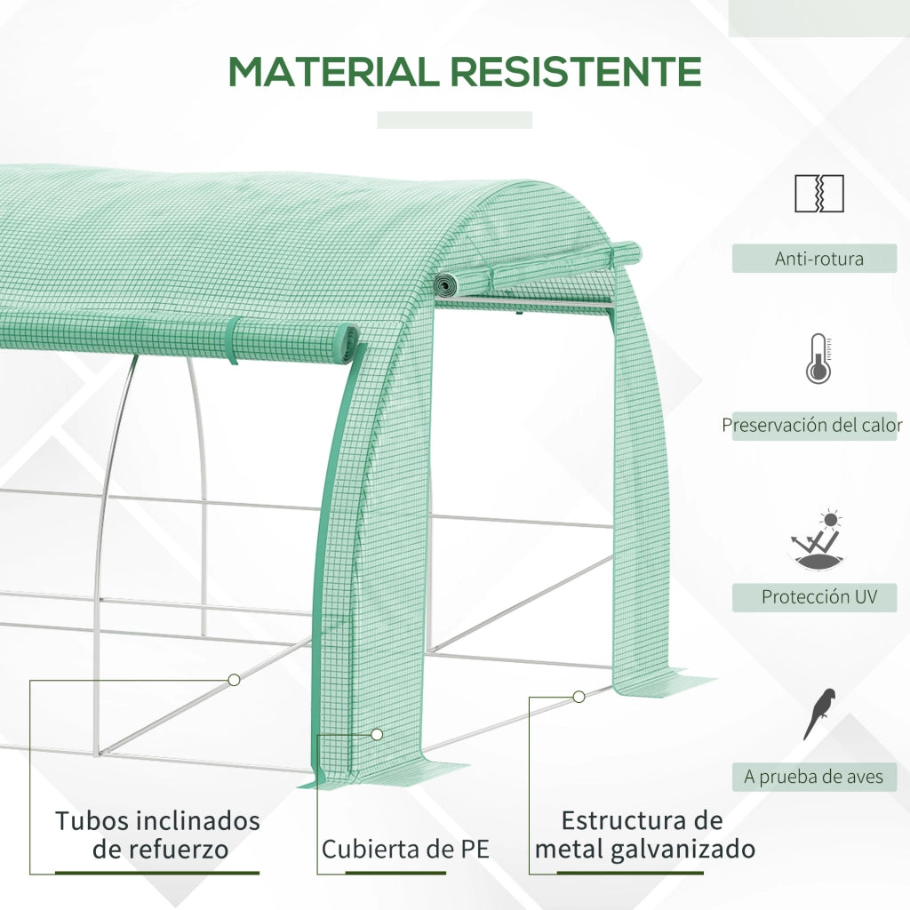 Serra da Giardino Tunnel 4x3x2 m con Porta e 8 Finestre ¨C zephmum ¨C Verde