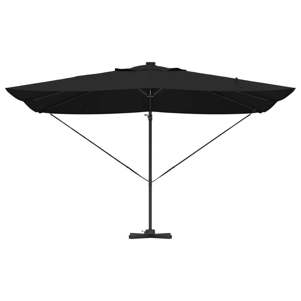 Ombrellone a Sbalzo Roma con LED Nero 352x251x265 cm Alluminio
