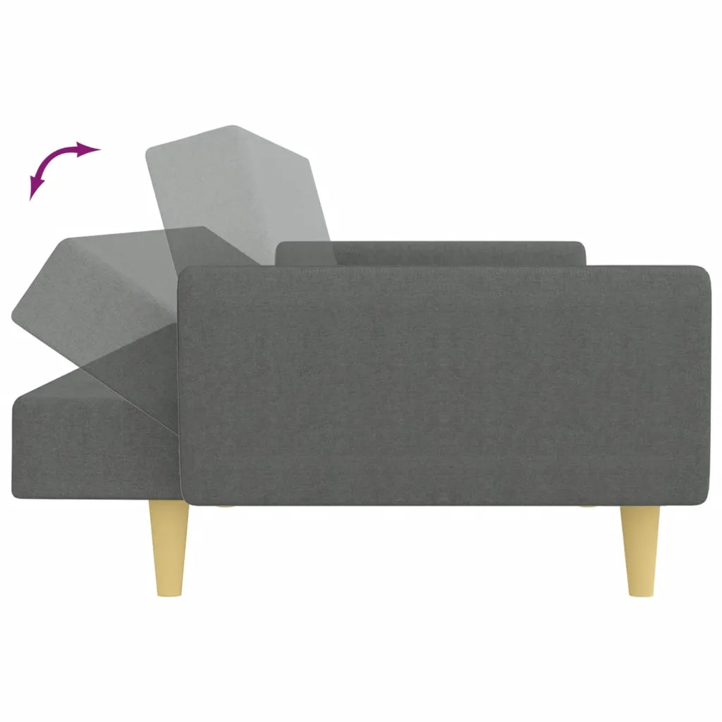 Divano Letto 2 Posti con Poggiapiedi-Sofa Letto 2 Posti-Daybed Grigio Scuro in Tessuto 853607