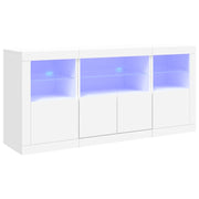 Buffet credenza cassettiera mobiletto mobile contenitore organizer per cucina soggiorno salotto con luci LED 142,5 x 37 x 67 cm bianco 02_0029829
