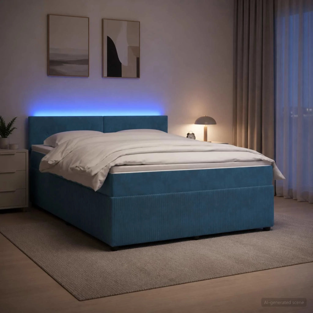 Letto box spring con materasso Blu 180 x 200 cm Velluto 3453195