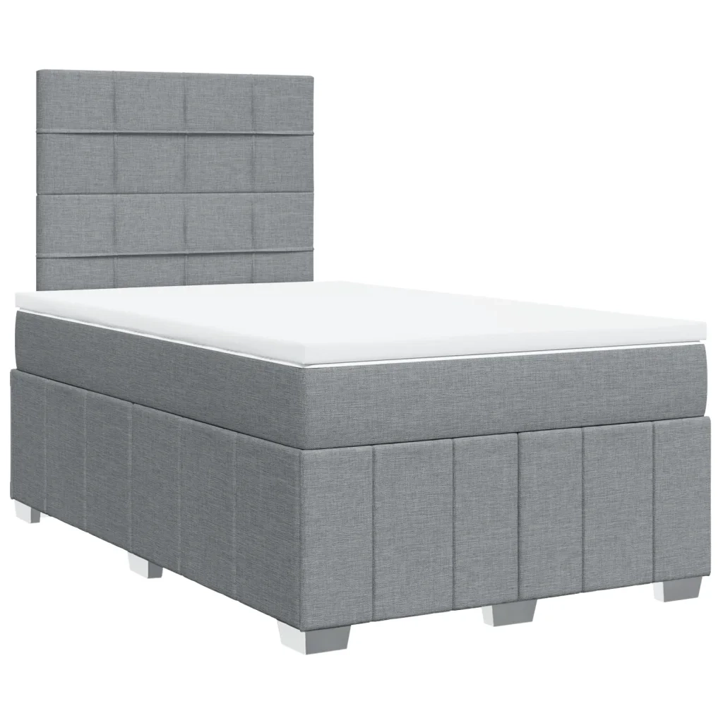 Giroletto a Molle con Materasso Grigio Chiaro 120x190cm Tessuto