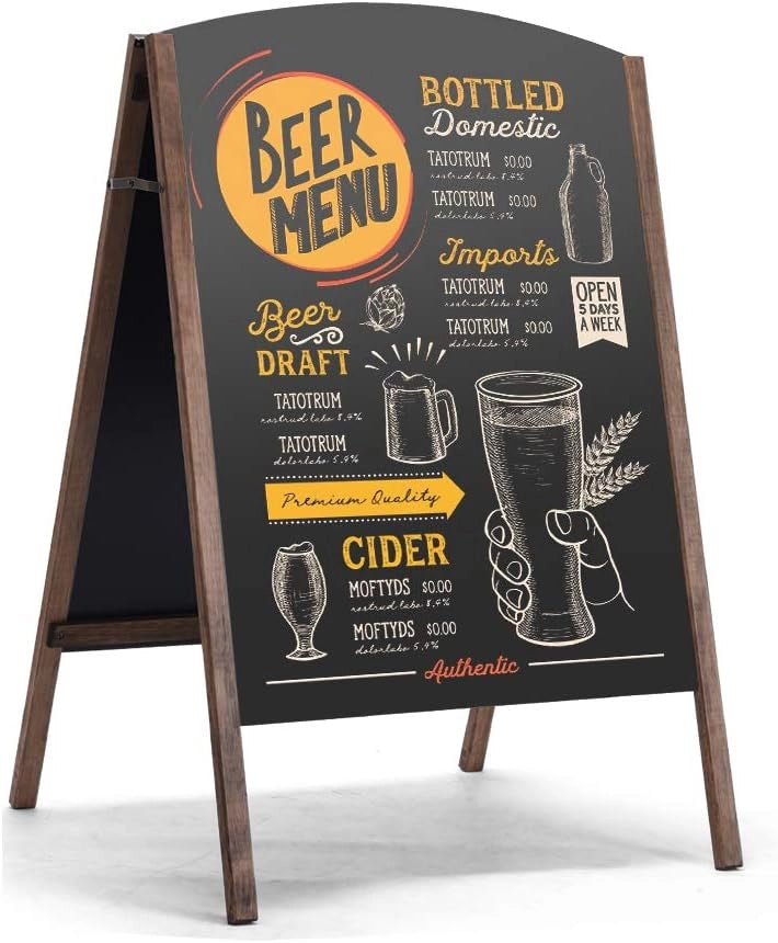 Lavagnetta per Presentazioni Pieghevole, a Doppia Faccia, Scrivibile e Cancellabile, Cavalletto e Cornice, Cartellone Pubblicitario per Ristorante, Bar Negozio, Caffeteria, 45X60X80 cm
