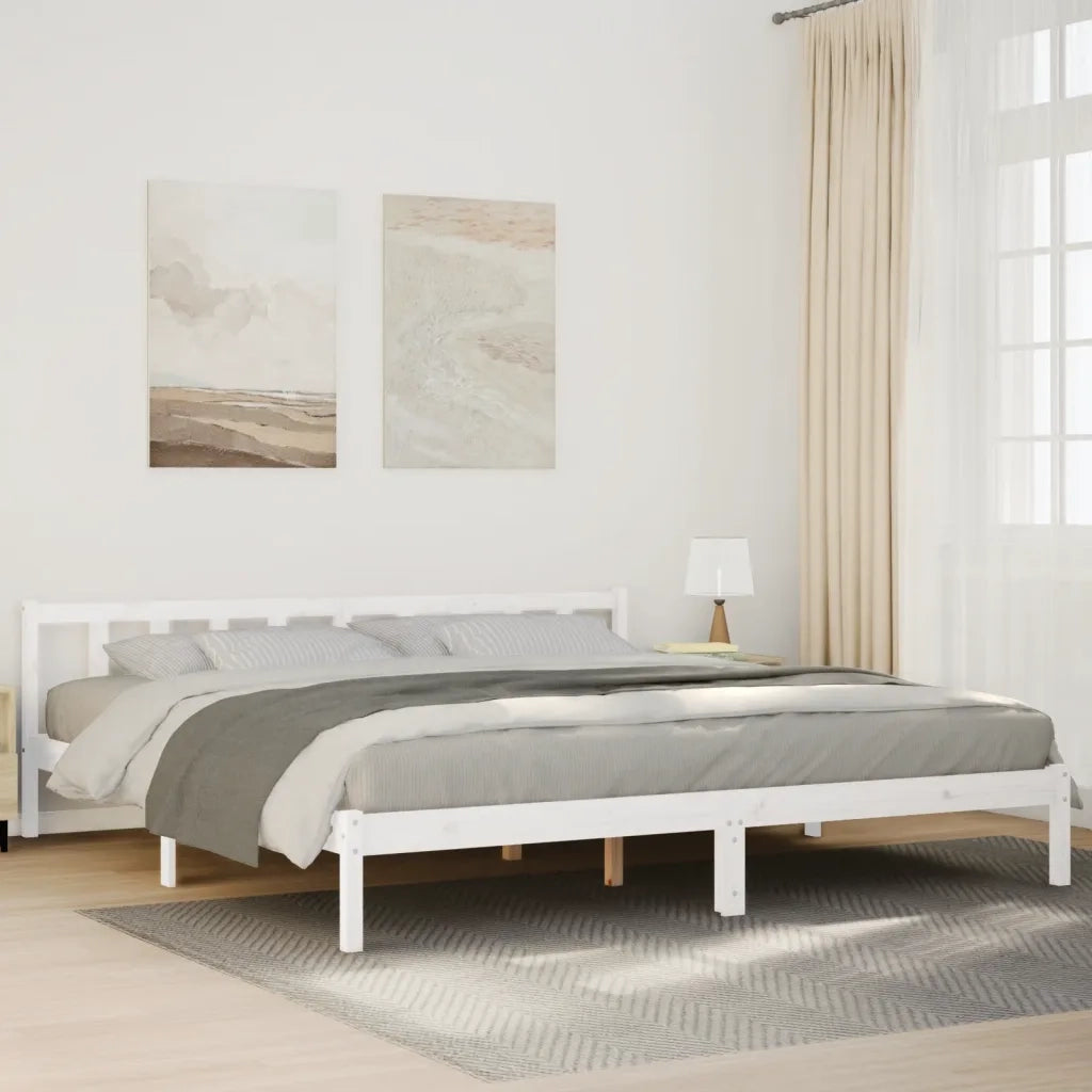 Letto Extra Lungo senza Materasso Bianco 180x210 cm in Pino 852439
