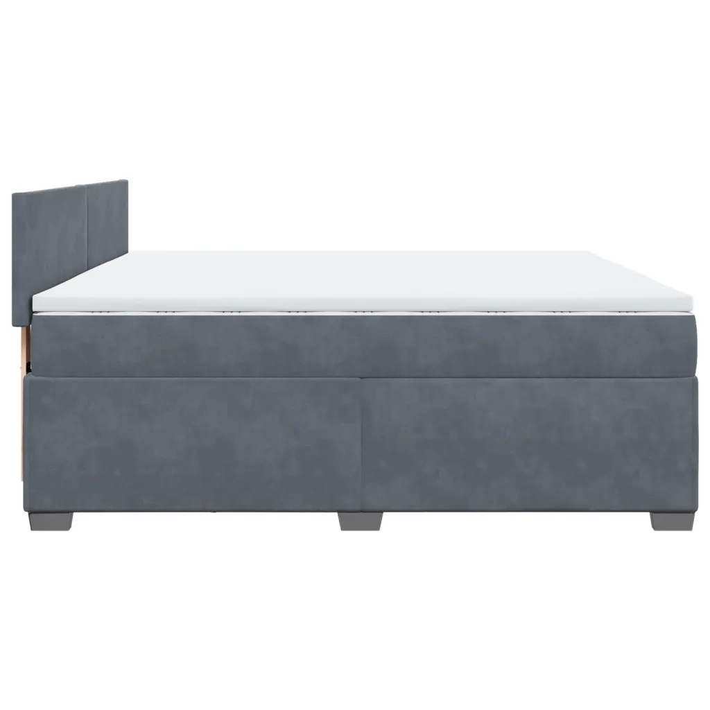 vidaXL Giroletto a Molle con Materasso Grigio Scuro 200x200 cm Velluto