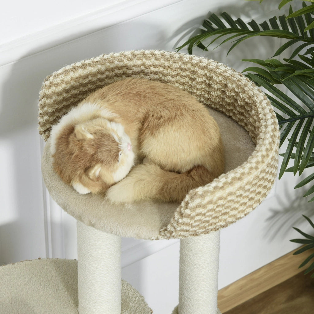 Albero Tiragraffi per Gatti 61x41x96 cm con Corda di Juta  Beige