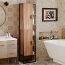 Mobiletto alto da bagno, stile loft, industriale, moderno, marrone chiaro