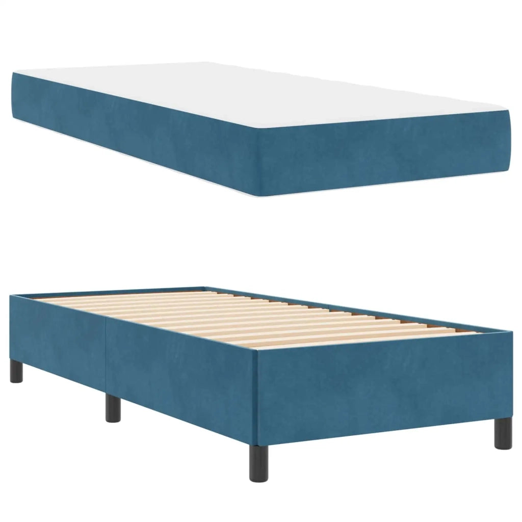 Struttura del letto con materasso Blu Scuro 80 x 200 cm Tessuto