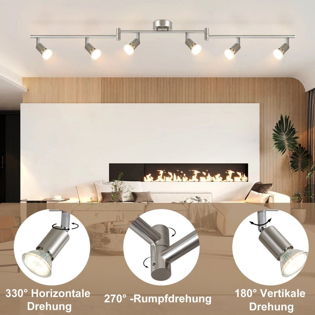 ZMH Faretto da soffitto acciaio inox 6 luci GU10 rotanti 330° moderni per camera letto senza lampadina