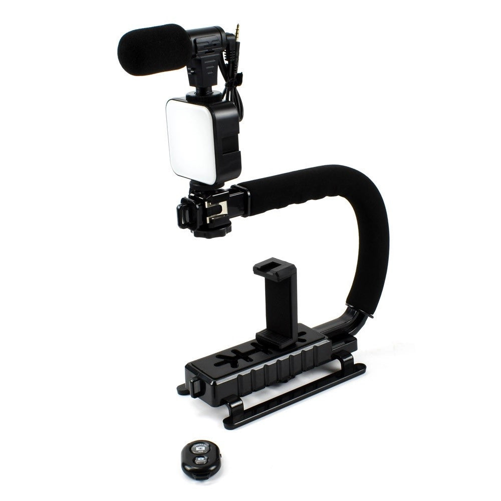 Trade Shop - Stabilizzatore Base Impugnatura U/c Q-zj010 Fotocamera Smartphone Microfono Luce Led -