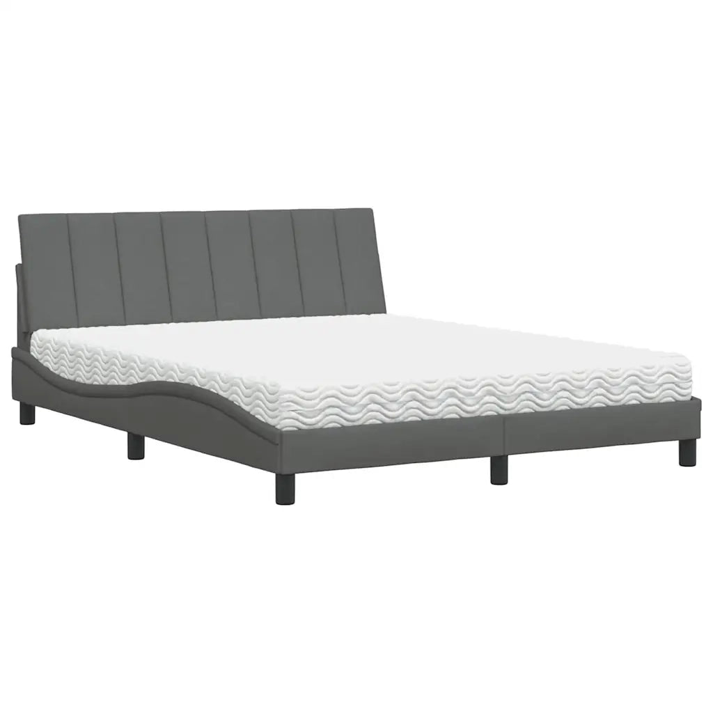 Letto con Materasso Hanko Grigio Scuro 160x200 cm Tessuto 3310539