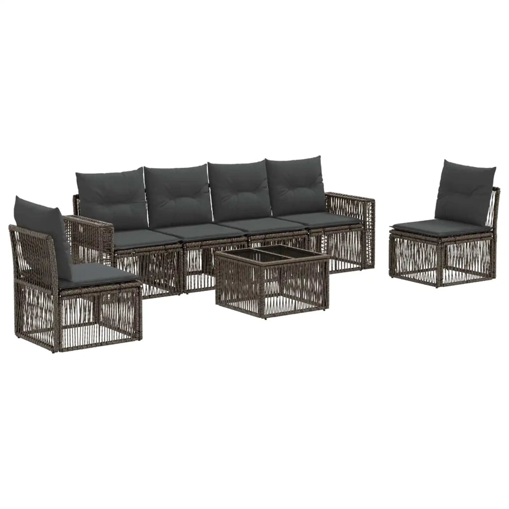Set Divano da Giardino 7 pcs Grigio e Grigio Scuro polyrattan