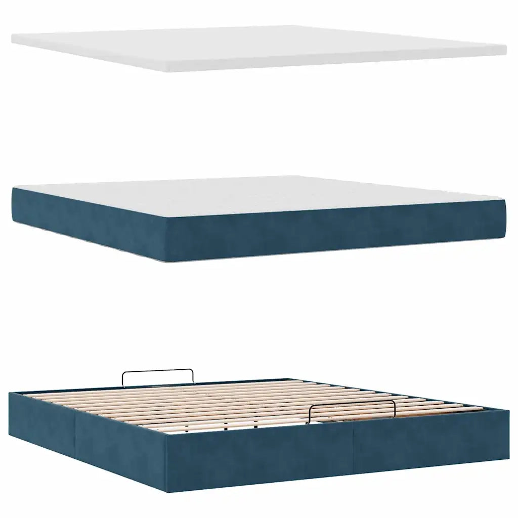 Struttura Letto Pouf con Materasso 160x200 cm in Velluto 3311199
