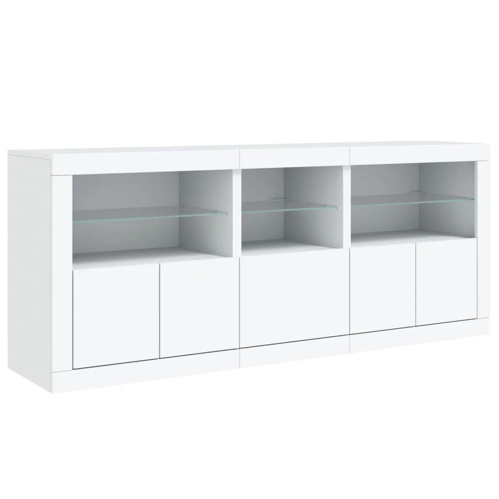 Credenza con Luci LED-Buffet-Armadio da cucina Bianca 162x37x67 cm 614442