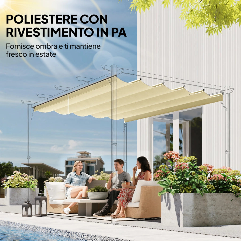 Tettuccio per Pergola Gazebo da Giardino 3x4 m ¨C zephmum ¨C Poliestere Crema