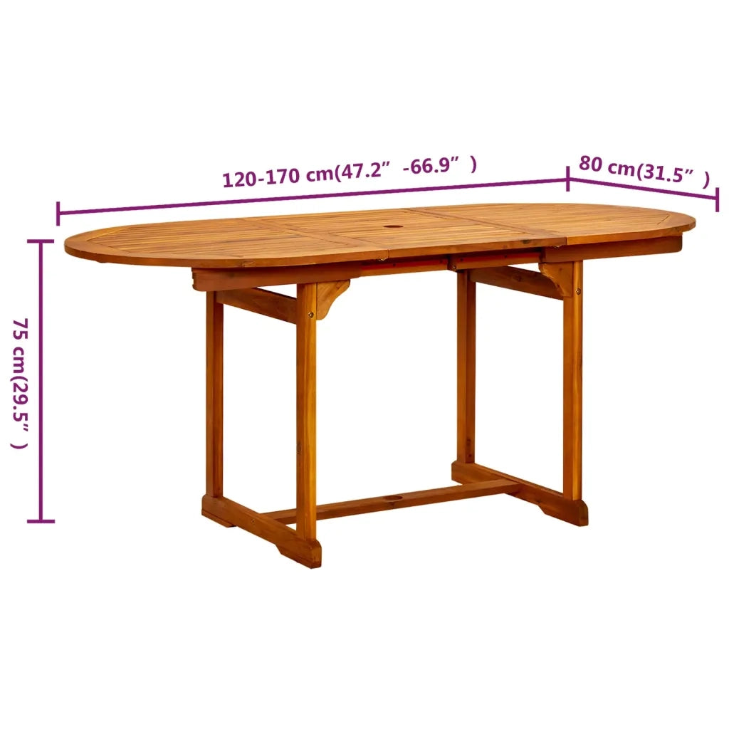 Tavolo da Pranzo per Esterni (120-170)x80x75 cm in Legno Acacia cod mxl 34441