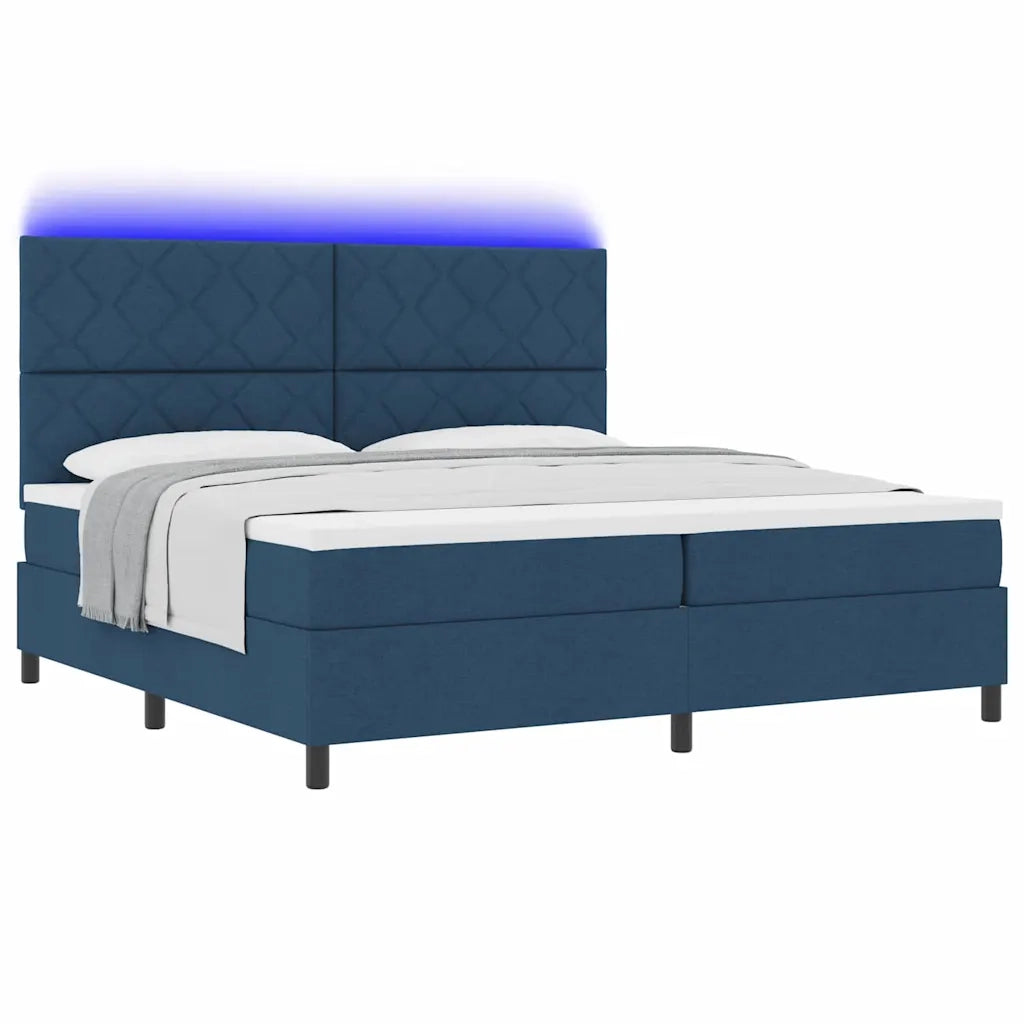 Letto a molle con materasso con led Blu 200 x 200 cm Tessuto 3342976