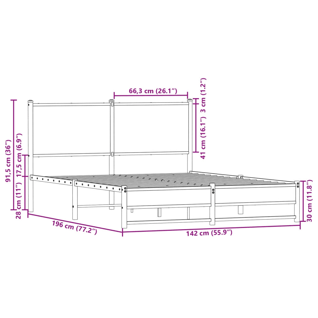 Giroletto senza Materaso in Metallo Rovere Sonoma 137x190 cm
