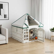 Pannello per cani a 4 sezioni con tetto Bianco 63 x 63 x 67 cm 42027214