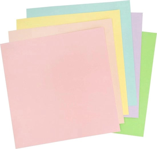Pacco di carta da colla solida a testo pastello 12 x 12 pollici con nucleo bianco - Tagliandi con vista