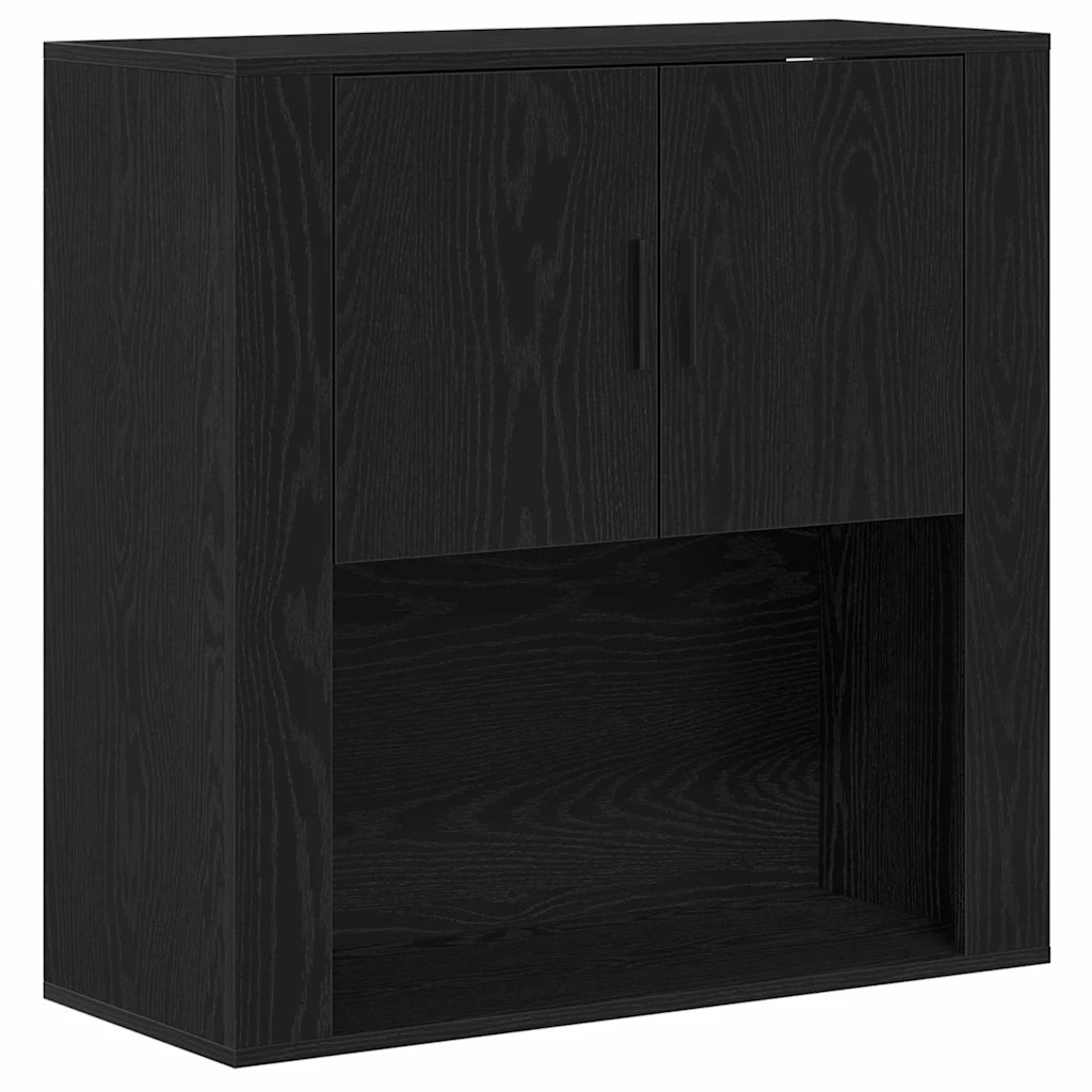 Credenza | Highboard Rovere nero 80 x 33 x 150 cm Legno multistrato