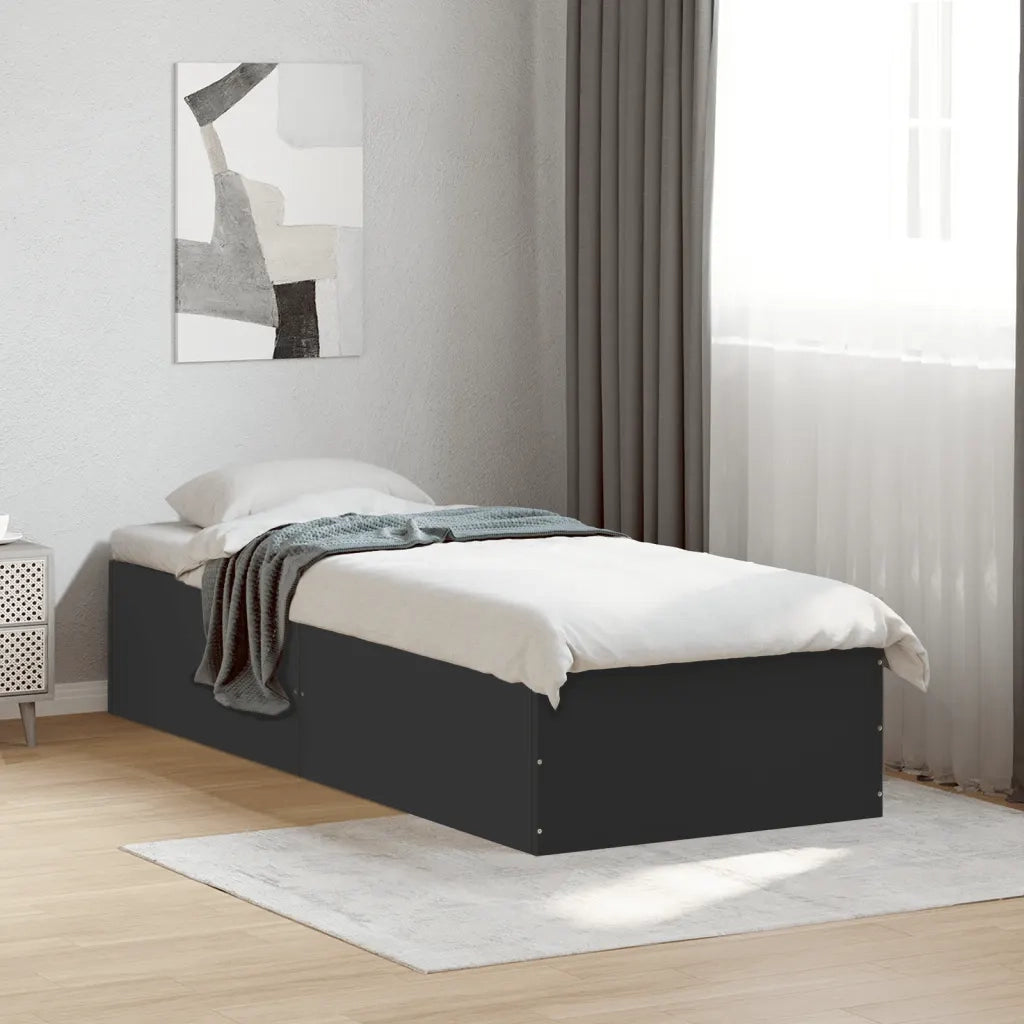 Giroletto-Struttura Letto Nero 100x200 cm in Legno Multistrato 777704