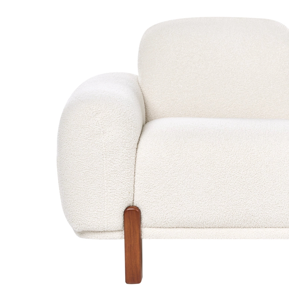 Divano a 2 posti imbottitura bouclé bianco morbido moderno organico basso curvilineo