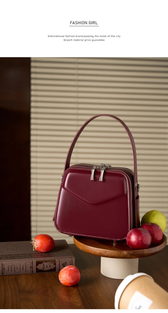 Borsa a tracolla da donna in vera pelle, colore rosso