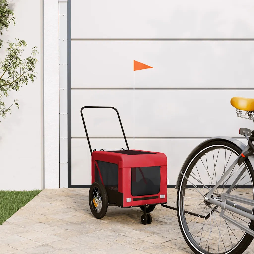 Rimorchio da Bici per Animali Rosso e Nero Oxford e Ferro CFW7977276