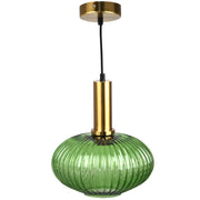 Lampada a sospensione Norfolk verde/ottone E27 Ø24,5 cm