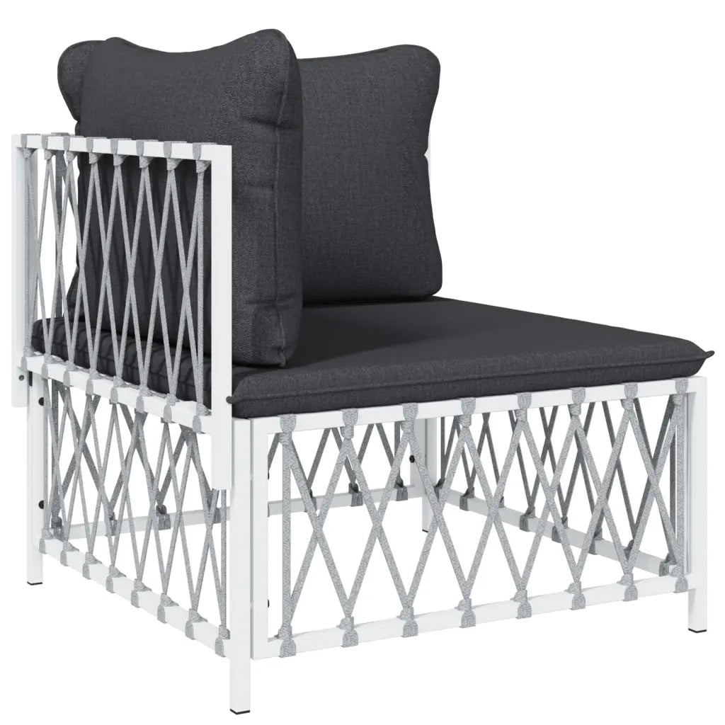Set Salotto da Giardino 6 pz con Cuscini in Acciaio Bianco 3186892