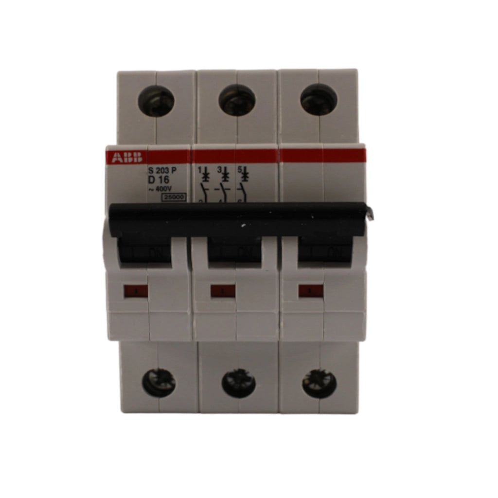 Interruttore magnetotermico 3 poli 3 moduli 16A curva D serie UL ABB