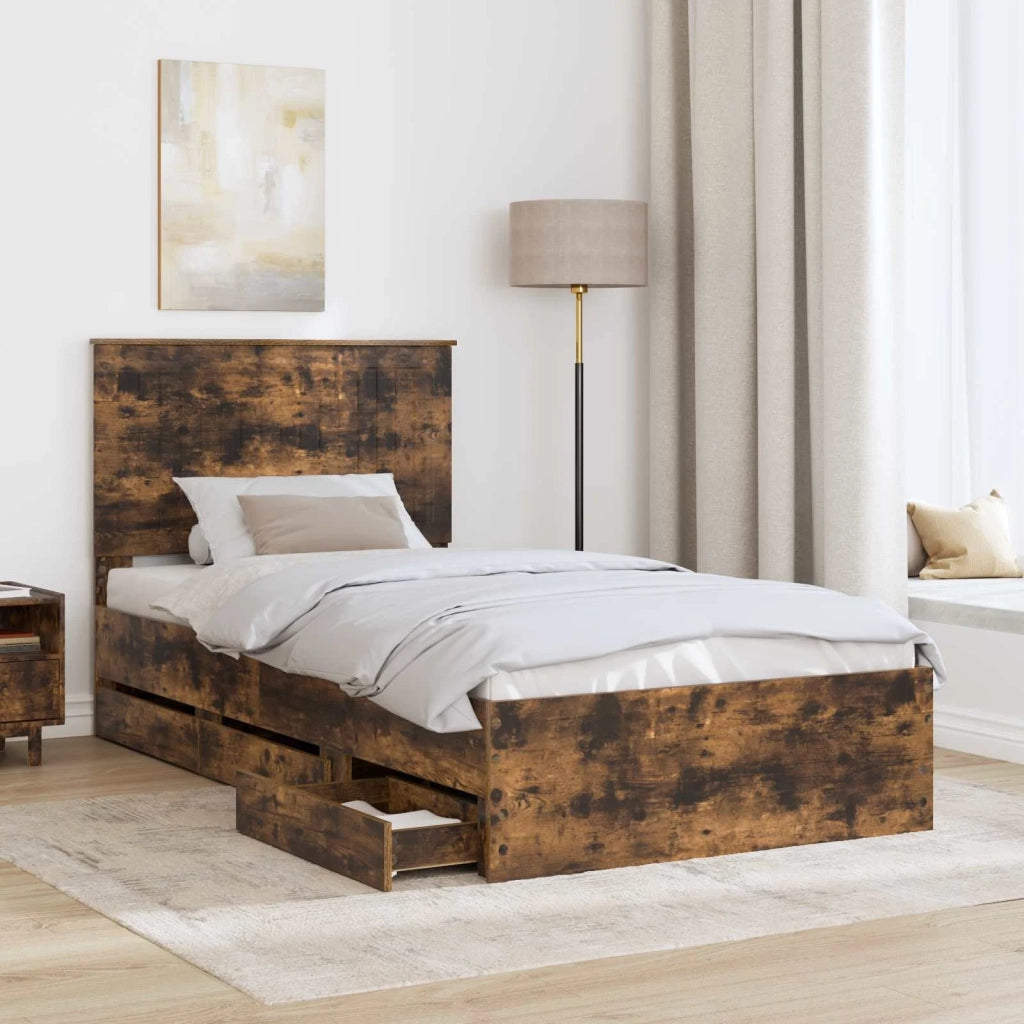 Struttura del letto con cassetto Rovere fumé 100 x 200 cm 3411149