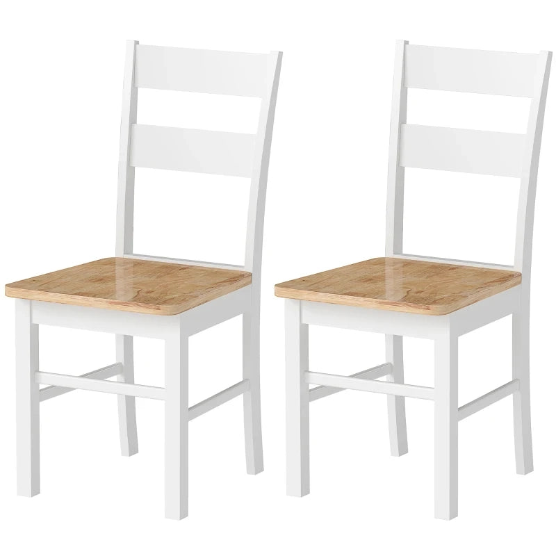 Set di sedie da cucina in legno di caucciù, rovere e bianco