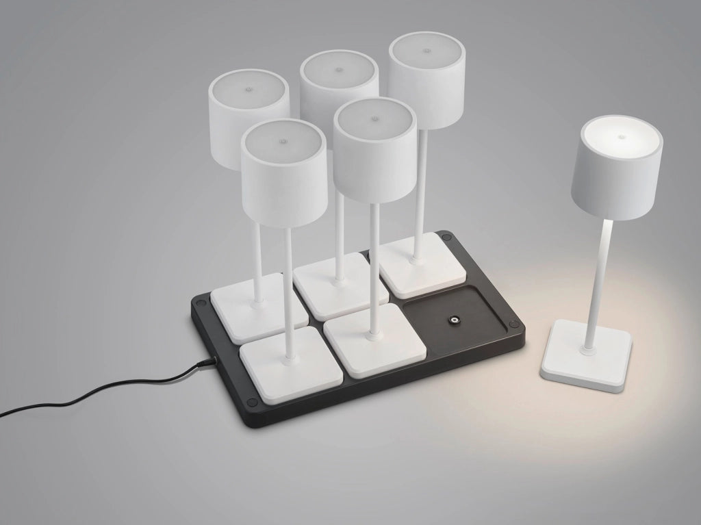 Set 6 lampade tavolo bianche LED 1W ricaricabili Fernandez RL
