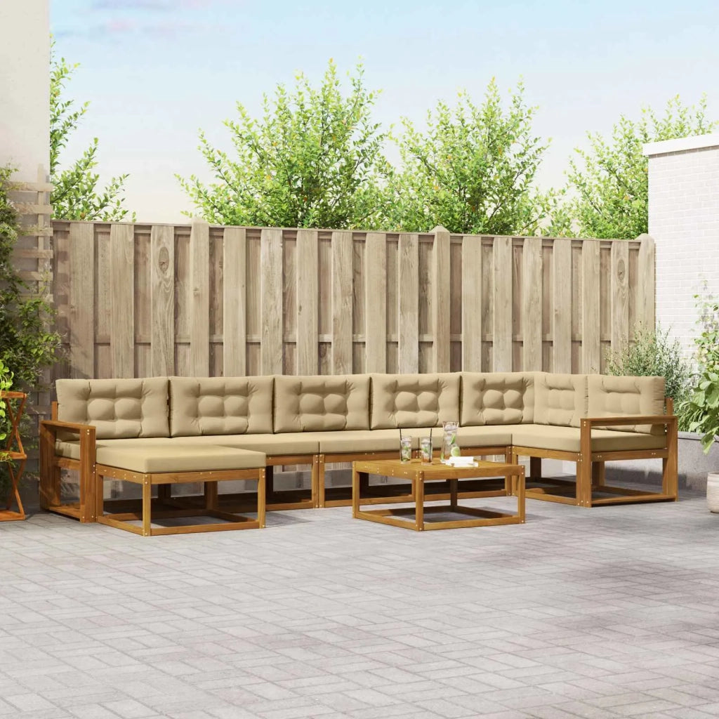 Set di divani da esterno con cuscino 8 pcs Naturale e Beige 3367936