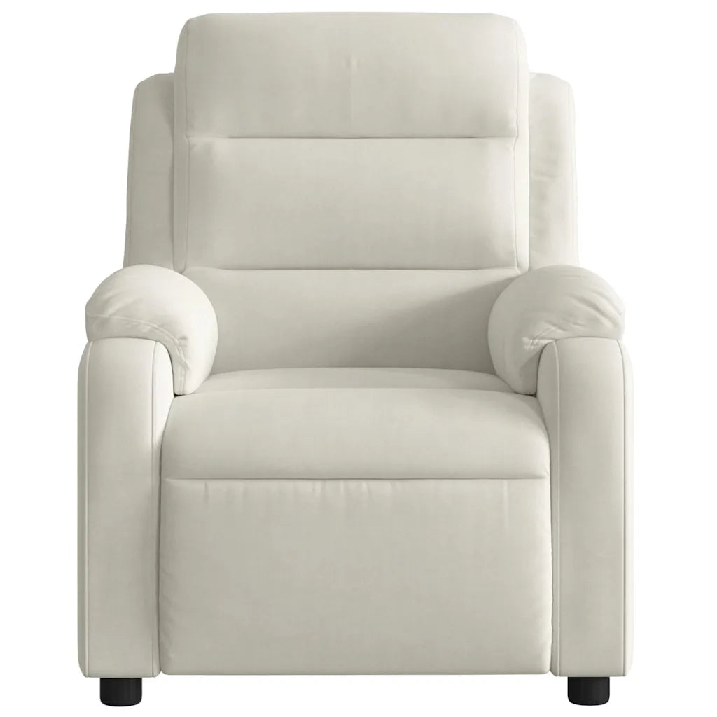 Poltrona Massaggiante Reclinabile Elettrica Crema Velluto 3205090