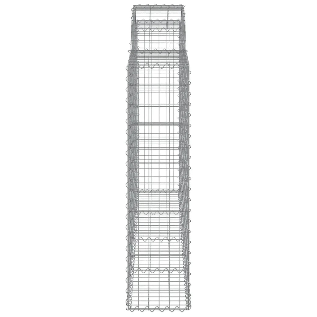 Cestini gabbioni recinzione a gabbia muro di contenimento ad arco 20 pezzi 200 x 30 x 120/140 cm ferro zincato argento 02_0040592
