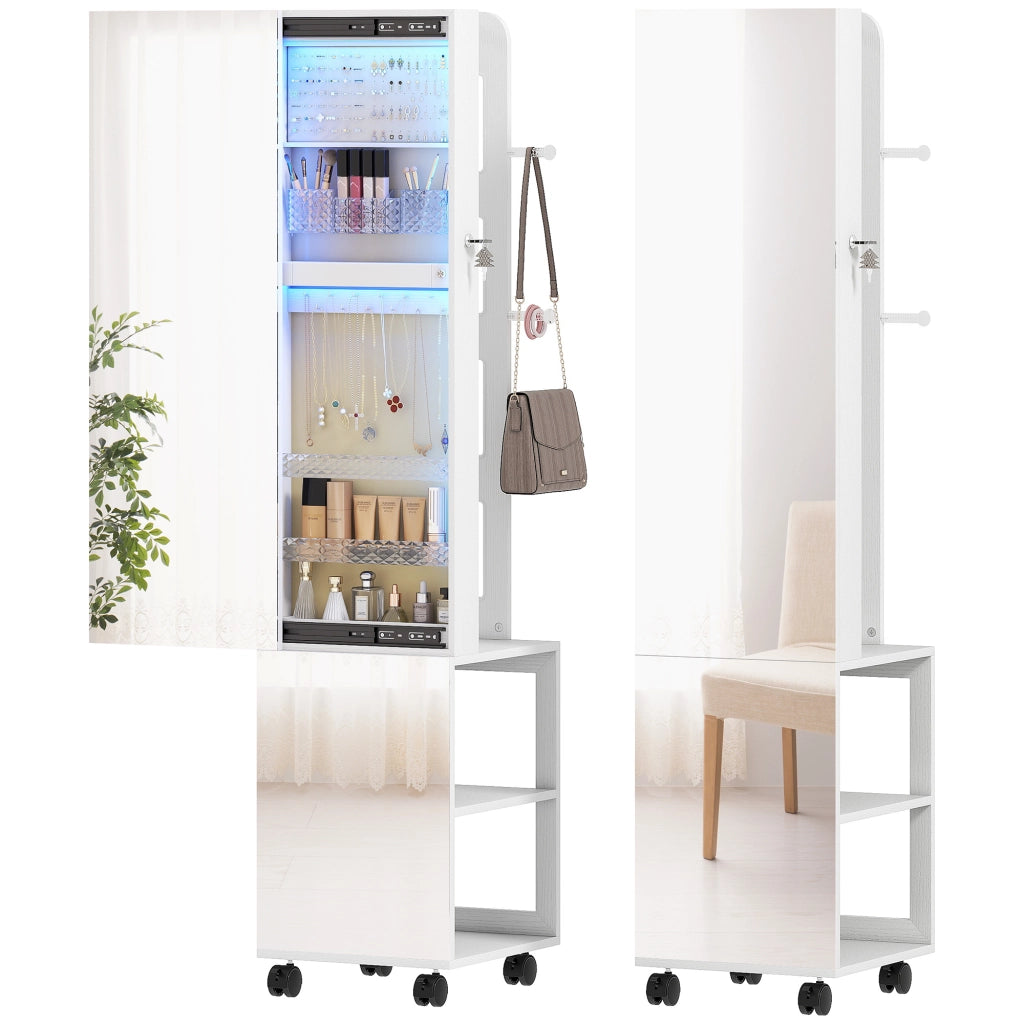 Armadio Specchio con Luci LED e Cassetti ¨C Zephmum ¨C Bianco 90x51x40
