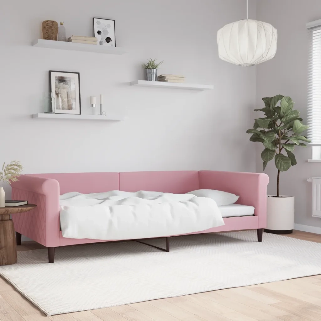 Letto da Giorno Rosa 100x200 cm in Velluto