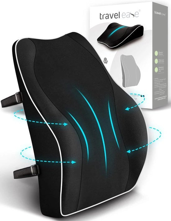 Cuscino per seggiolino da ufficio, ergonomico, con schiuma di alta densità, cuscino per la schiena, con fodera antistatica e idrorepellente, nera