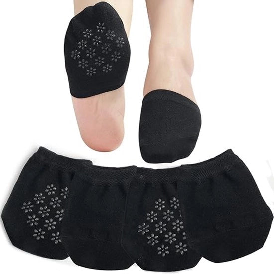 4 paia calze invisibili, calze interni invisibili per donne, calze con metà palmo della mano, presa senza cuciture, antiscivolo, protettori di dito nascosti (nero)