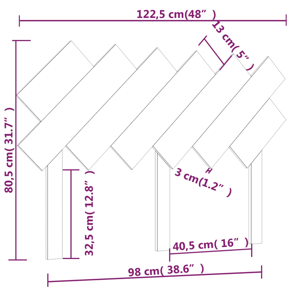 Testiera per Letto 122,5x3x80,5 cm in Legno Massello di Pino 819210