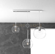 SOSP. CROMO RETTANGOLARE 3 LUCI VETRI (1 X GRANDE+ 1 X MEDIO+ 1 X PICCOLO)TUTTI TRASPARENTE 1155CR-S3 RMIX-TR