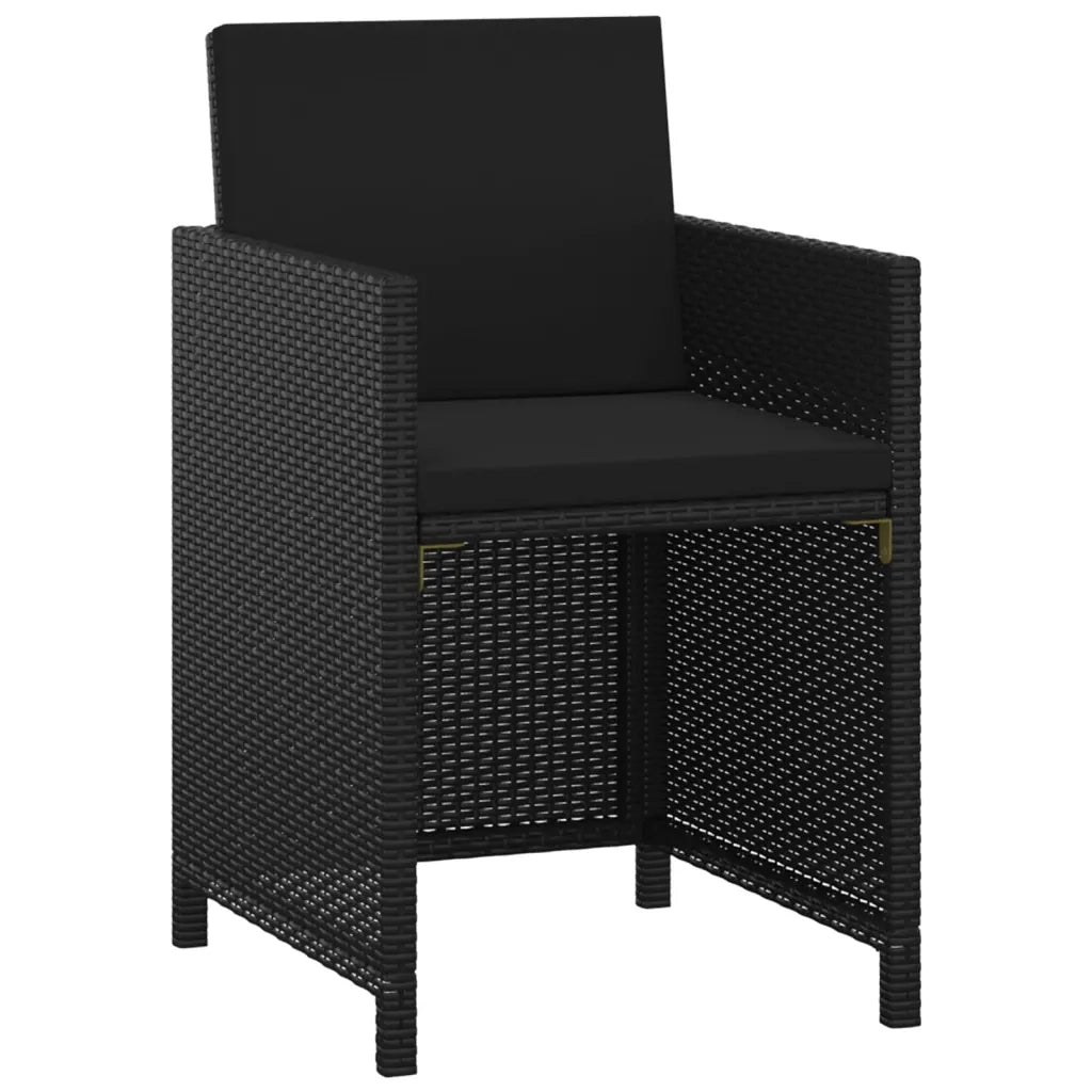 Set da Pranzo da Giardino 3 pz | Set Salotto da Giardino con Cuscini in Polyrattan Nero