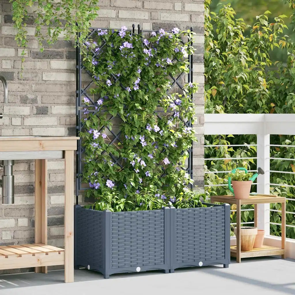 Vaso da giardino 2 pz-Set di 2 Fioriera da Esterno-Contenitore per Piante Grigio Chiaro 80 x 40 x 143 cm Acciaio